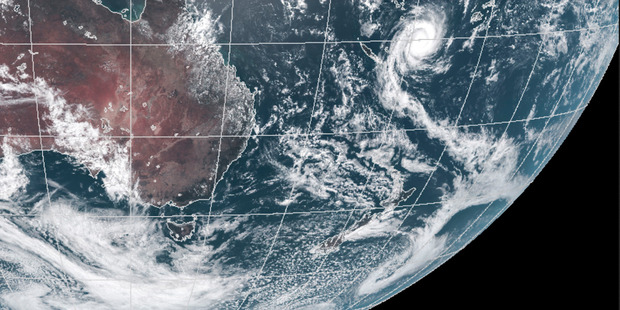 This image taken by the geostationary MTSAT satellite shows Cyclone Ula in the Pacific Ocean heading towards New Zealand. Photo / Supplied