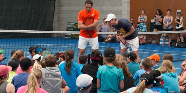 Pro tennis players Scott Lipsky and Eric Butorac. Photo / Brett Phibbs