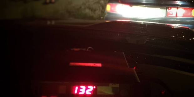 The driver who was caught more than 50km/h over the speed limit had three passengers in the car, until a police vehicle pulled them over for excessive speed. Photo / Facebook
