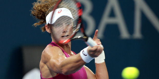Samantha Stosur shows off the power of her arms in the Brisbane International. Photo / AP
