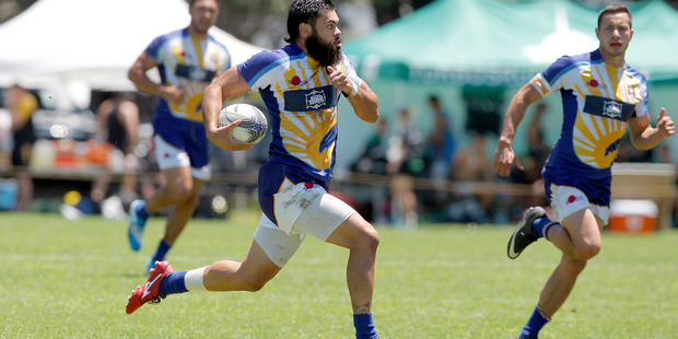 Bay of Plenty's Mason Walker scores a spectacular try against Waikato. Photo/Andrew Warner