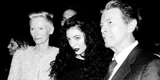 Lorde poses with actress Tilda Swinton and singer David Bowie. Photo / Instagram