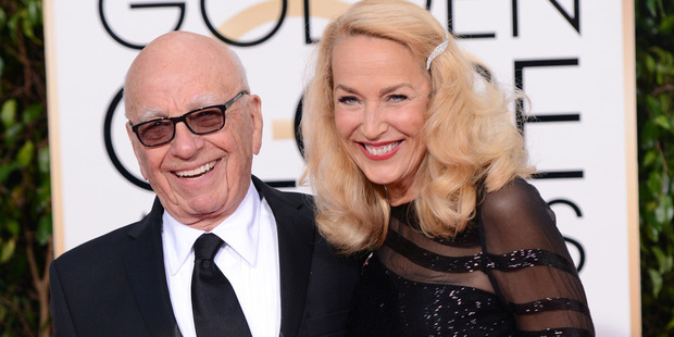 Rupert Murdoch and Jerry Hall attend the Golden Globe Awards. Photo / Supplied