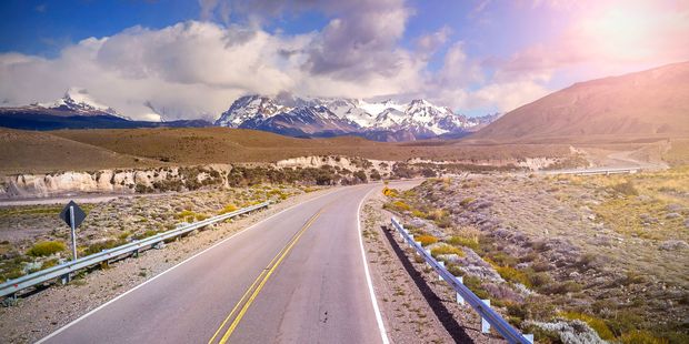 The road to El Chalten village in Argentina. Photo / 123RF
