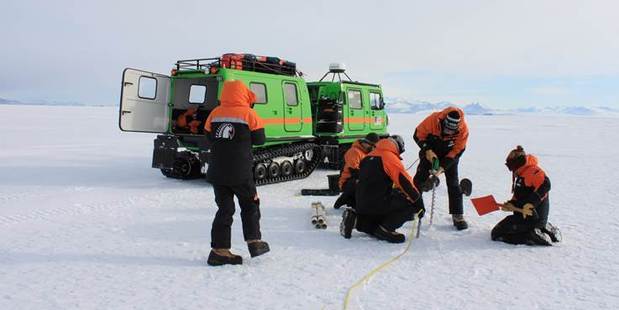 K131: Scientists from Auckland University and NIWA have been camping on frozen McMurdo Sound to investigate how "supercool" seawater drives sea ice growth, and in turn, how sea ice growth affects the movement of supercooled water. Photo / Supplied