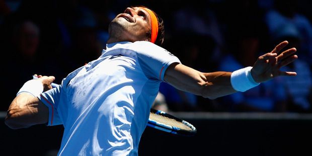 David Ferrer serves at the ASB Classic. Photo / Getty