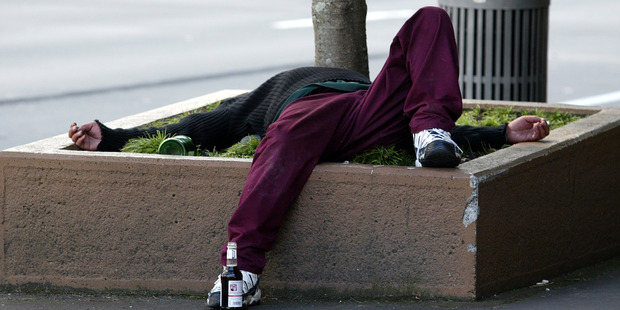 A drunk man sleeps in a street garden. Photo/file