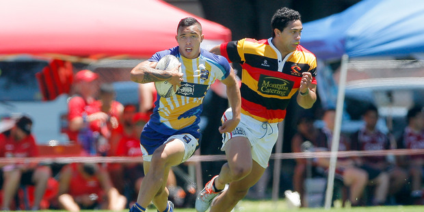 Isaac Te Aute in action against Waikato last weekend during the BOP Provincial Sevens tournament at Mount Maunganui. Photo / Andrew Warner