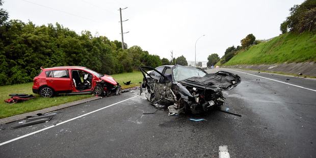 Two cars and a truck collided on SH29 near Maungatapu. Photo/George Novak.