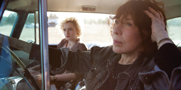 Lily Tomlin (right) and Julia Garner in the film Grandma. Photo / Supplied