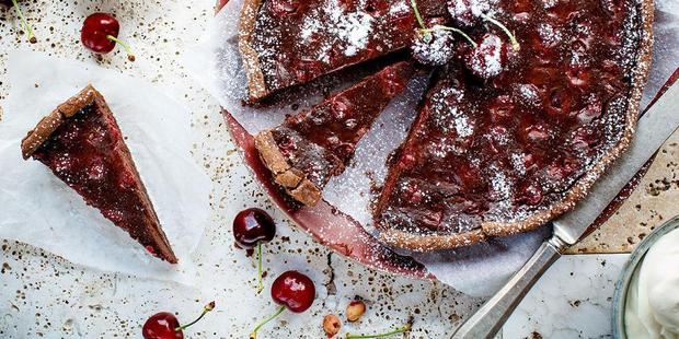 Try this chocolate-cherry tart for a delicious taste of summer. Photo / Babiche Martens