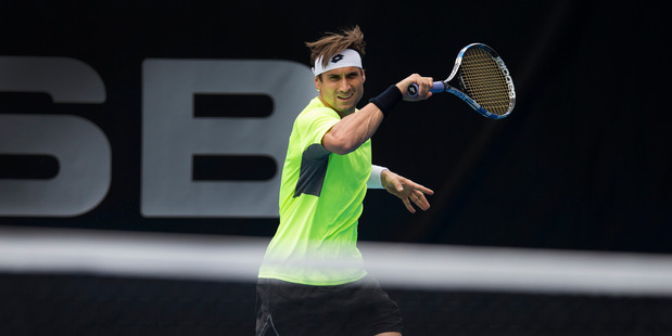 David Ferrer from Spain, during a practice session in preparation for the ASB Classic. Photo / Brett Phibbs