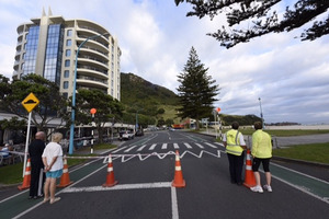 Part of Marine Parade has been cordoned off. Photo/George Novak