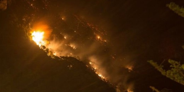 The large scrub fire in Mt Maunganui continues to burn. Photo / Mount Maunganui Twitter