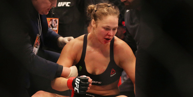 Ronda Rousey after being knocked out by Holly Holm. Photo /Getty