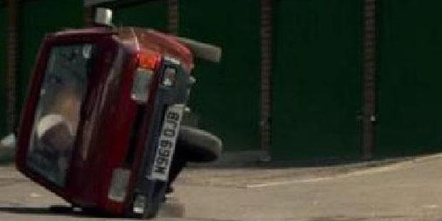 The Reliant Robin stunt was staged. Photo: Top Gear/YouTube