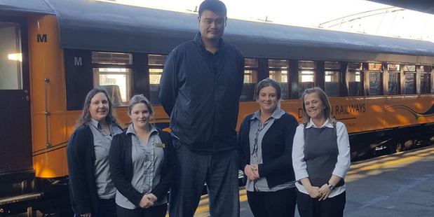 Former NBA player Yao Ming pays a visit to Dunedin Railway Station. Photo / Facebook