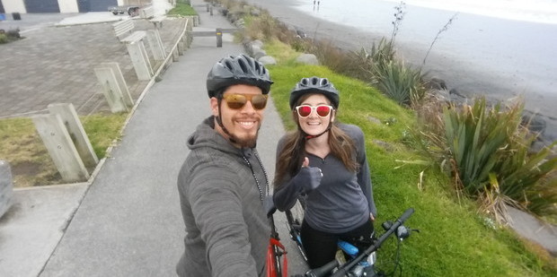 Taking a bike ride along the Coastal Walkway in New Plymouth. Photo / Alanah Eriksen