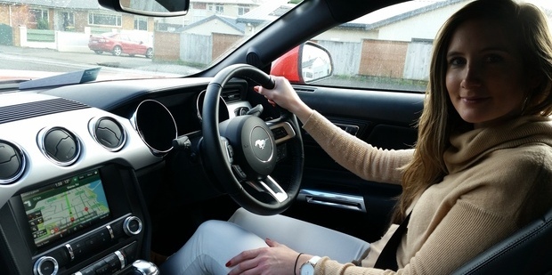 Alanah Eriksen behind the wheel of the new Ford Mustang GT Fastback. Photo / Alanah Eriksen