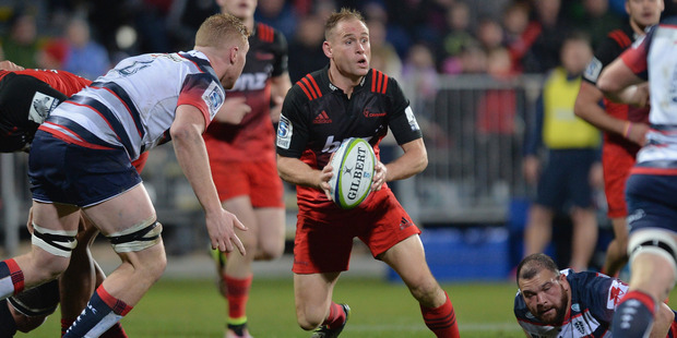 Andy Ellis of the Crusaders looks to pass the ball. Photo / Getty Images