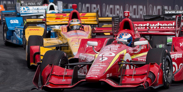 Scott Dixon leads the field in the IndyCar race in Toronto. Photo / AP