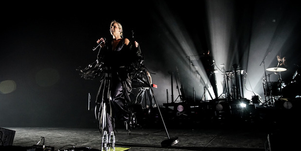 Georgia Nott from Broods performs at Vector Arena. Photo/Libel Music