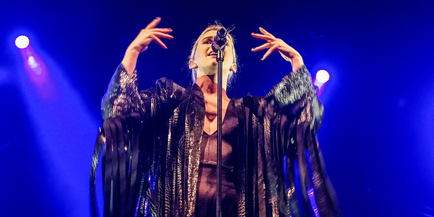 Georgia Nott from Broods performs at Vector Arena. Photo/Libel Music