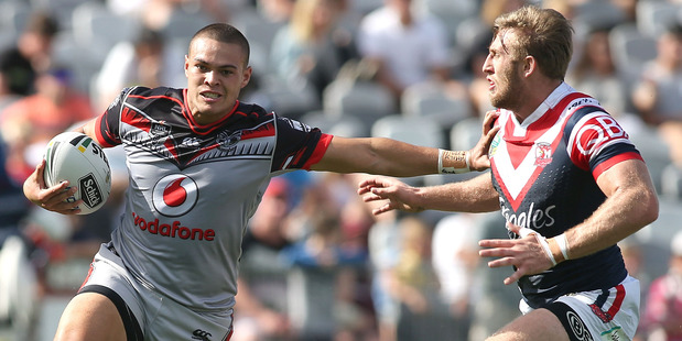 Warriors star Tui Lolohea (left) has fended off rumours that he is going to leave the Mt Smart Stadium. Photo / Getty Images
