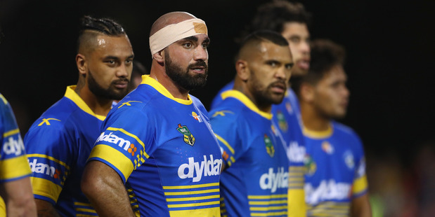 Tim Mannah of the Eels looks dejected after a Panthers try. Photo / Getty Images