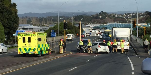 Two cars collided at Waihi Rd this morning. Photo/George Novak