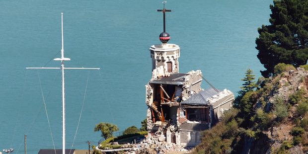 The historic building the Timeball Station in ruins, after the 6.3 earthquake struck Christchurch, causing extensive damage and loss of life. Photo / Christchurch Star