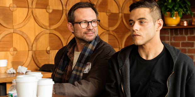 Christian Slater's Mr Robot is eventually revealed - via Elliot's flashbacks - to be a larger-than-life, 2.0 version of his deceased father. Photo / USA Network