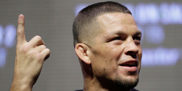 Nate Diaz speaks in Las Vegas. Photo / AP