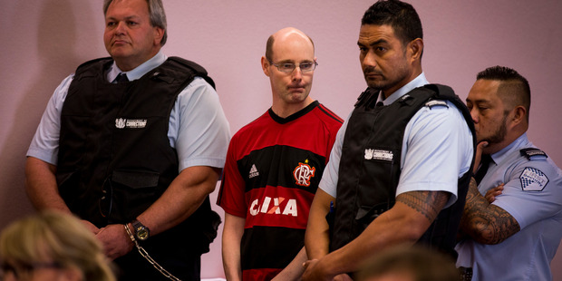 Phillip John Smith in the dock at the Auckland District Court after being deported from Brazil. Photo / Dean Purcell.