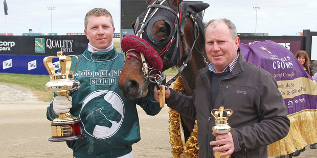 A Damn Good Excuse's co-trainer and driver Josh Dickie (left). Photo / Stuart McCormick