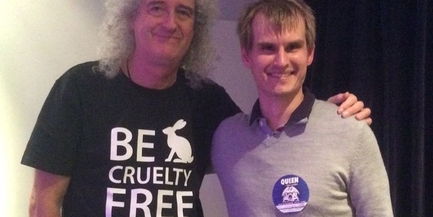 Nick Braae (right) with Queen guitarist Brian May.