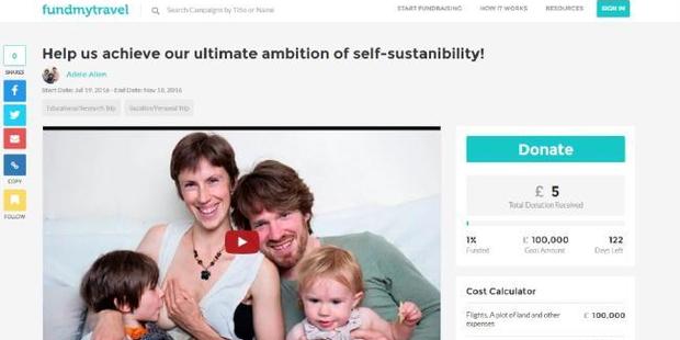 The family are asking for donations to fund their all-natural lifestyle.
