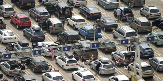 Security measures in France meant long delays in the English port town of Dover for holidaymakers planning to cross the channel. Photo / AP