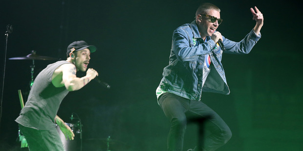 Macklemore and Ryan Lewis perform at Vector Arena in Auckland, New Zealand. Photo / Getty Images
