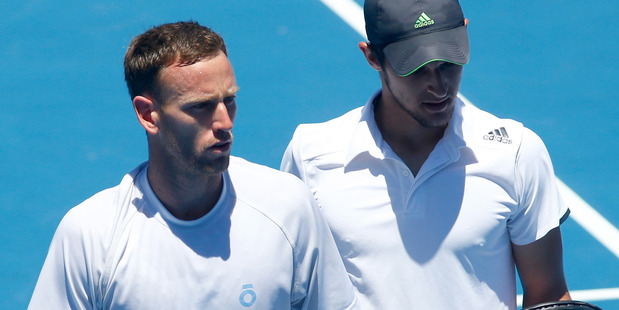 Michael Venus and Mate Pavic during the ASB Classic. Photo / Getty Images