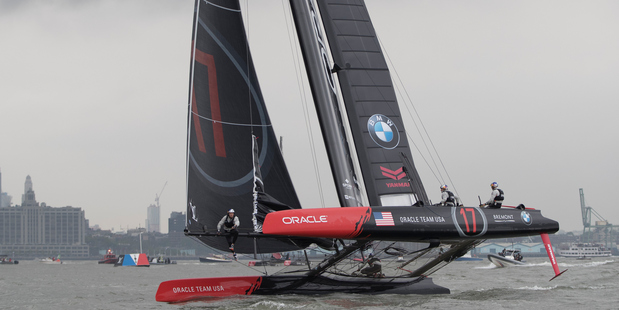 Oracle Team USA during the Americas Cup World Series on the Hudson River. Photo / Getty Images