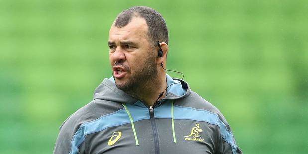 Wallabies coach Michael Cheika in action during a Wallabies training. Photo / Getty Images