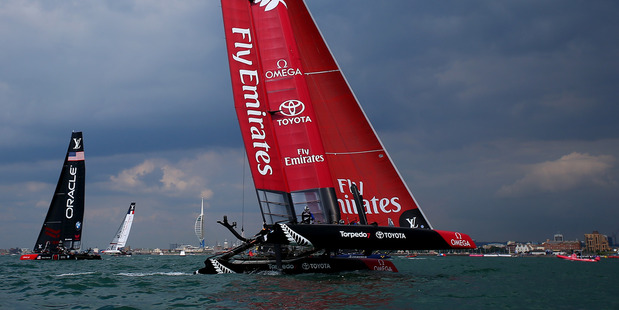 Team New Zealand during the Louis Vuitton America's Cup World Series in Portsmouth. Photo / Getty Images