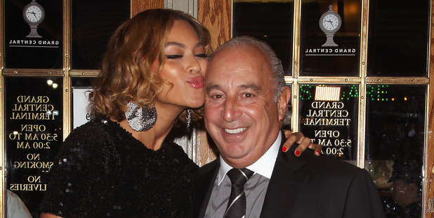 Singer Beyonce Knowles and Sir Philip Green at the Topshop/Topman New York City Flagship Opening Dinner in New York City in 2014. Photo / Getty