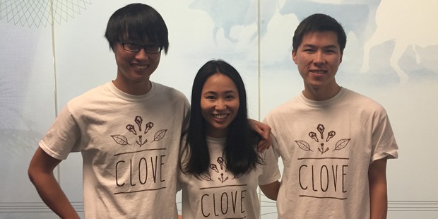 Duoyi Xu, Hayley Yu and Edwin Tsang, the three Kiwi students behind food delivery app Clove. Photo / Holly Ryan