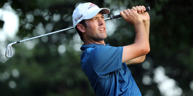 Robert Streb watches his tee shot during the second round of the PGA Championship. Photo / AP