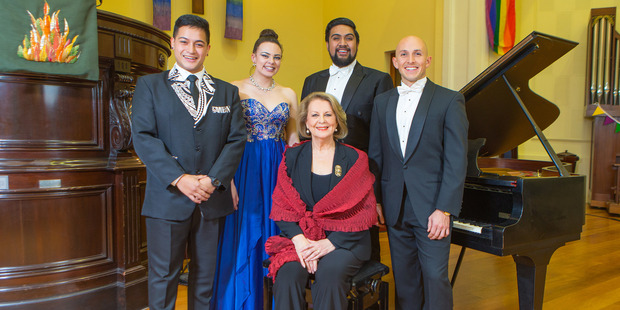 The Lexus Song Quest finalists are (from left): Filipe Manu, Madison Nonoa, Benson Wilson and Tavis Gravatt pictured with international judge Yvonne Kenny.