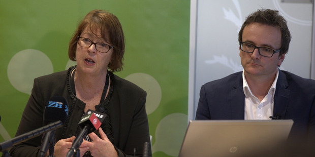 Auckland City Council representatives Penny Pirrit and John Duguid speak to media on the release of new housing plans for Auckland and Rural Auckland. Photo / Nick Reed
