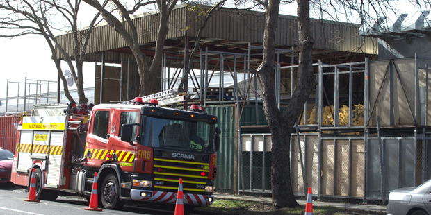 Fire Services in attendance on the Saleyards Rd entrance following an evacuation at the Sleepyhead premises in Otahuhu. Photo / Jason Oxenham