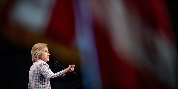 Hillary Clinton speaks at the 117th National Convention of Veterans of Foreign Wars at the Charlotte Convention Center in Charlotte. Photo / AP